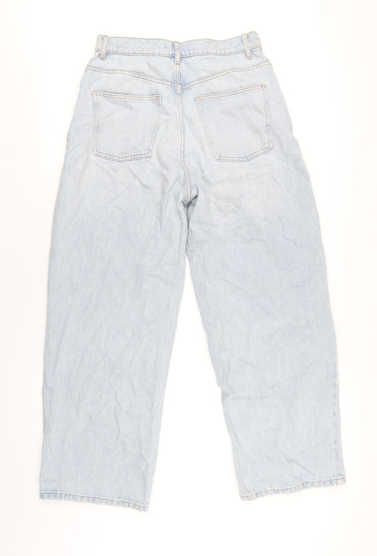 ASOS Womens Blue Cotton Wide-Leg Jeans Size 30 in L32 in Regular Zip