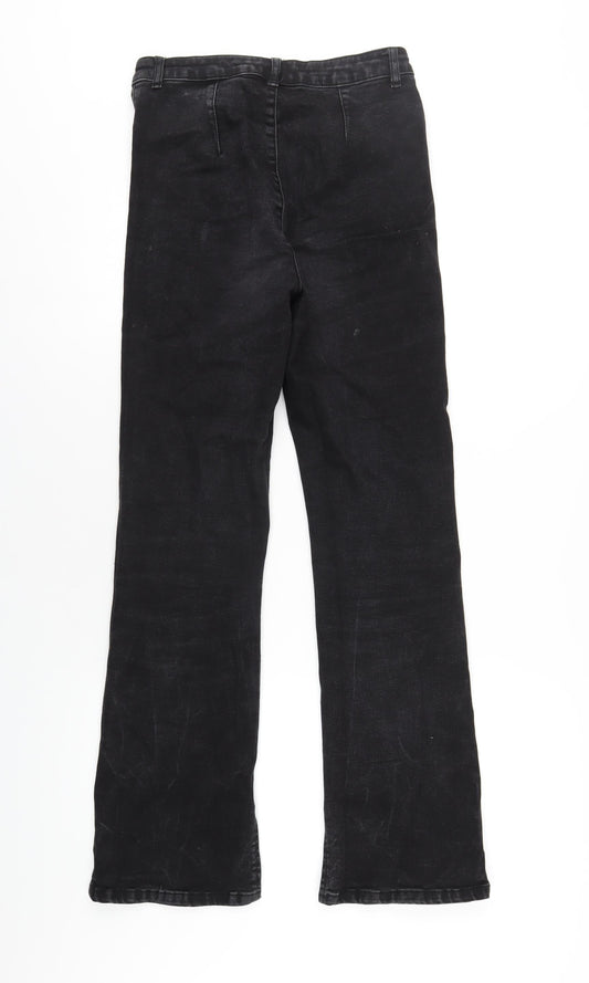ASOS Womens Black Cotton Straight Jeans Size 10 L32 in Regular Zip