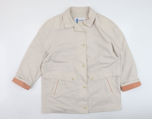 Telemac Womens Beige Overcoat Coat Size 16 Button