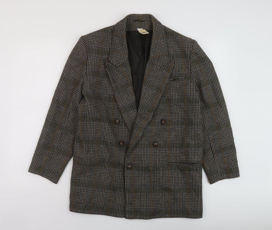 Etam Womens Brown Plaid Jacket Size 12 Button
