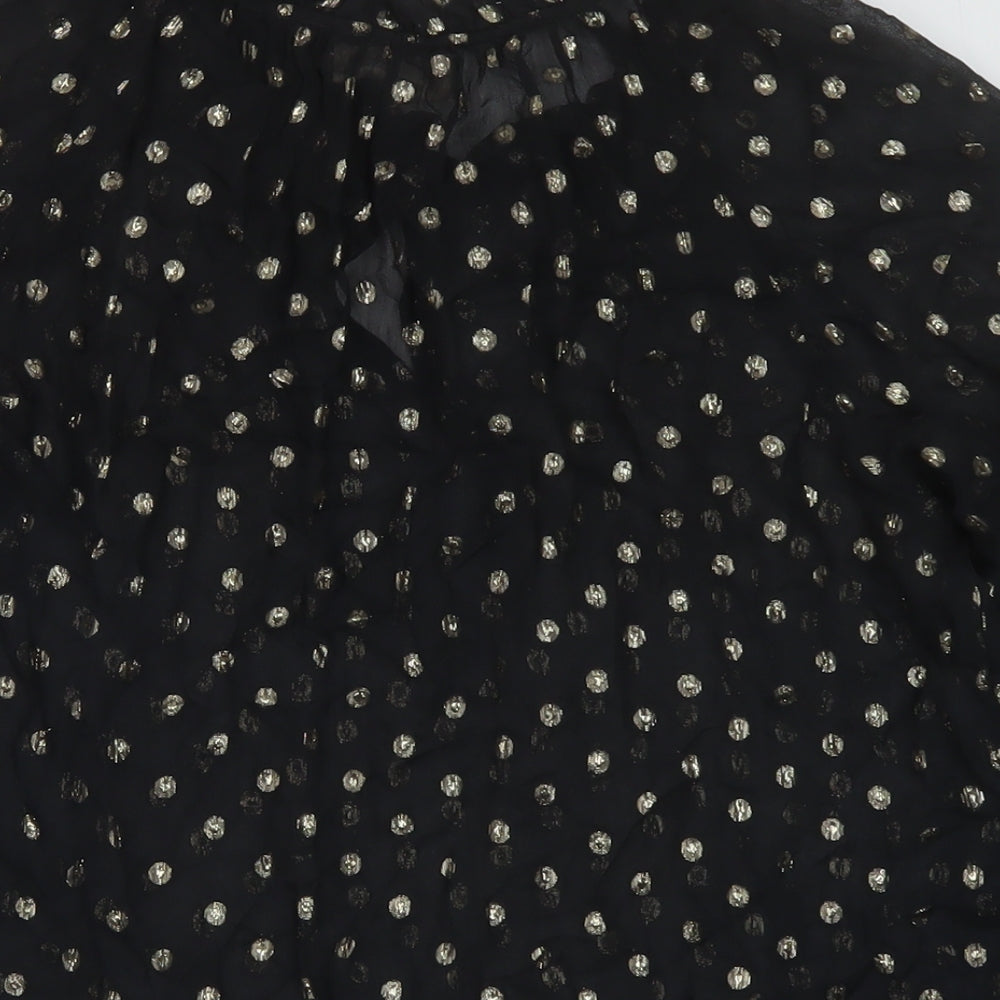 Womens UK Size S Velvet Black Basic Blouse