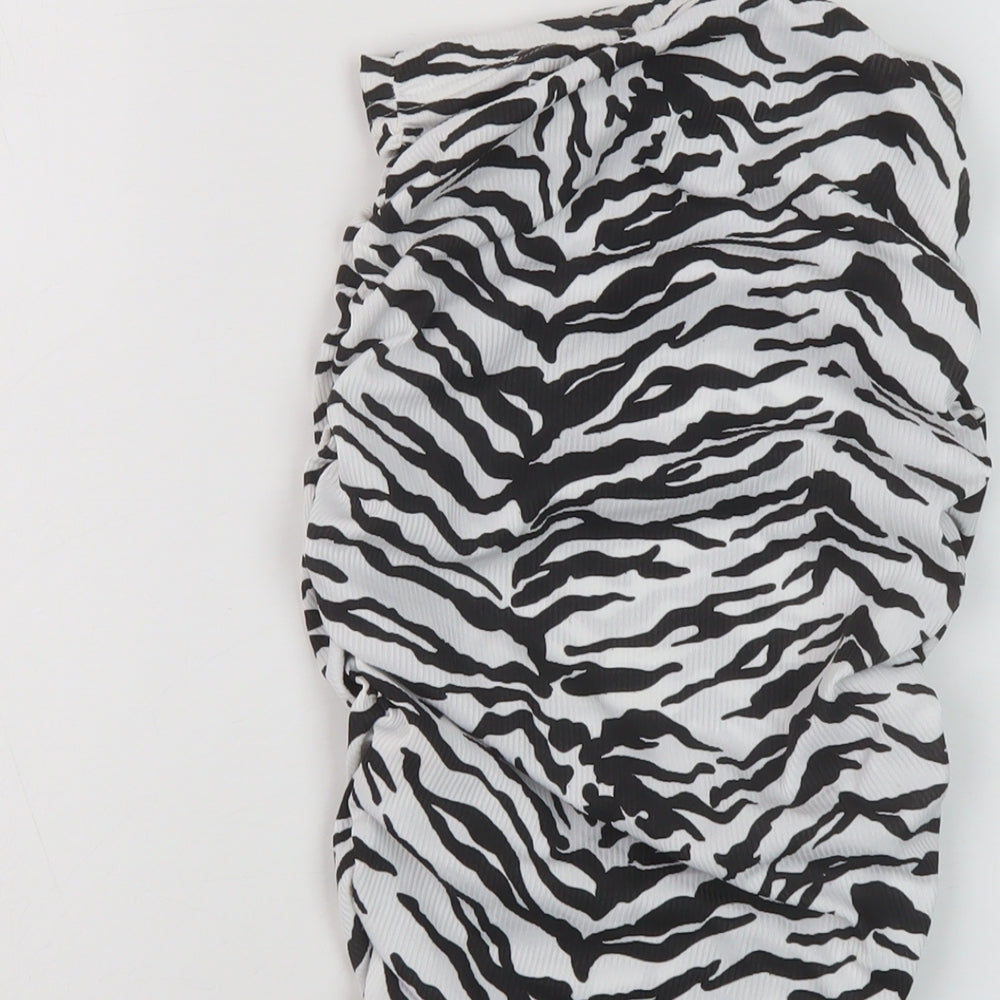 PRETTYLITTLETHING Womens Black Animal Print Polyester Mini Skirt Size 4