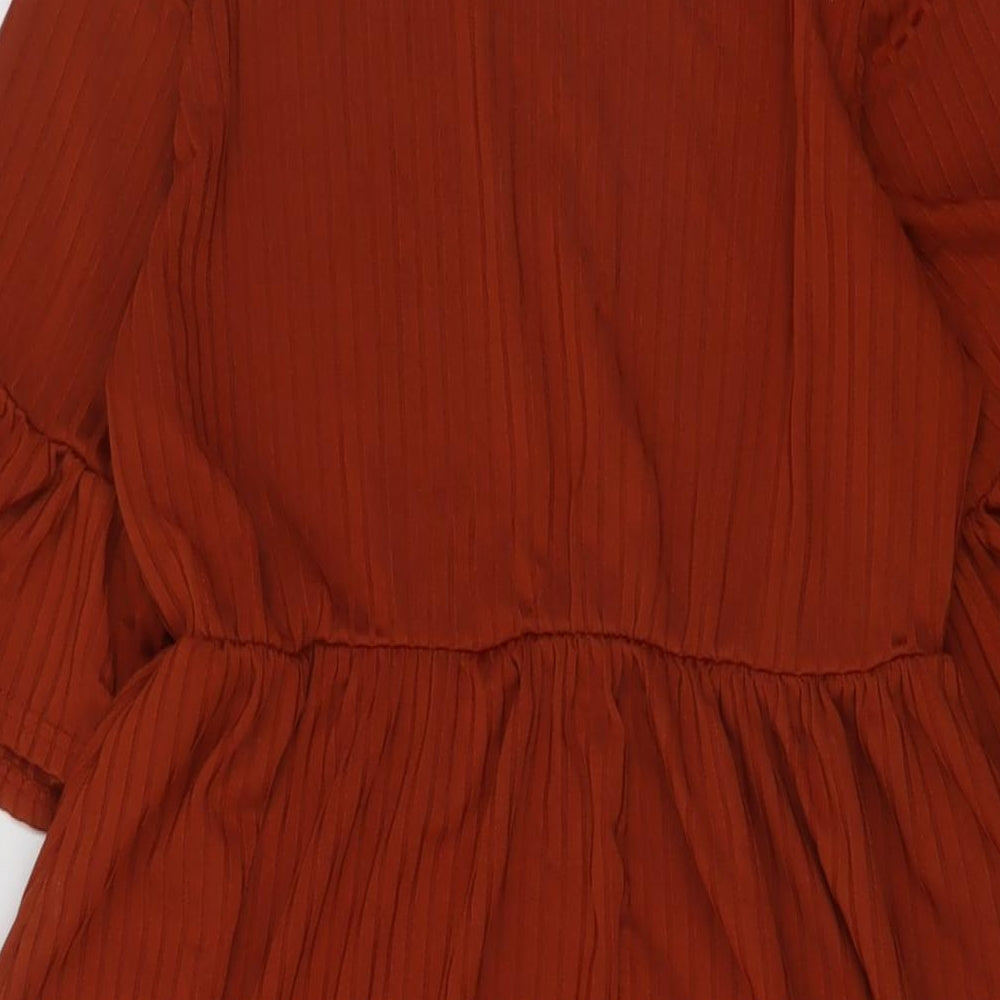 Boohoo Womens Brown Polyester A-Line Size 10 Round Neck Pullover