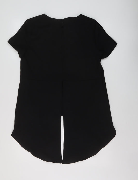 Glamorous Womens Black Polyester Basic T-Shirt Size M Round Neck