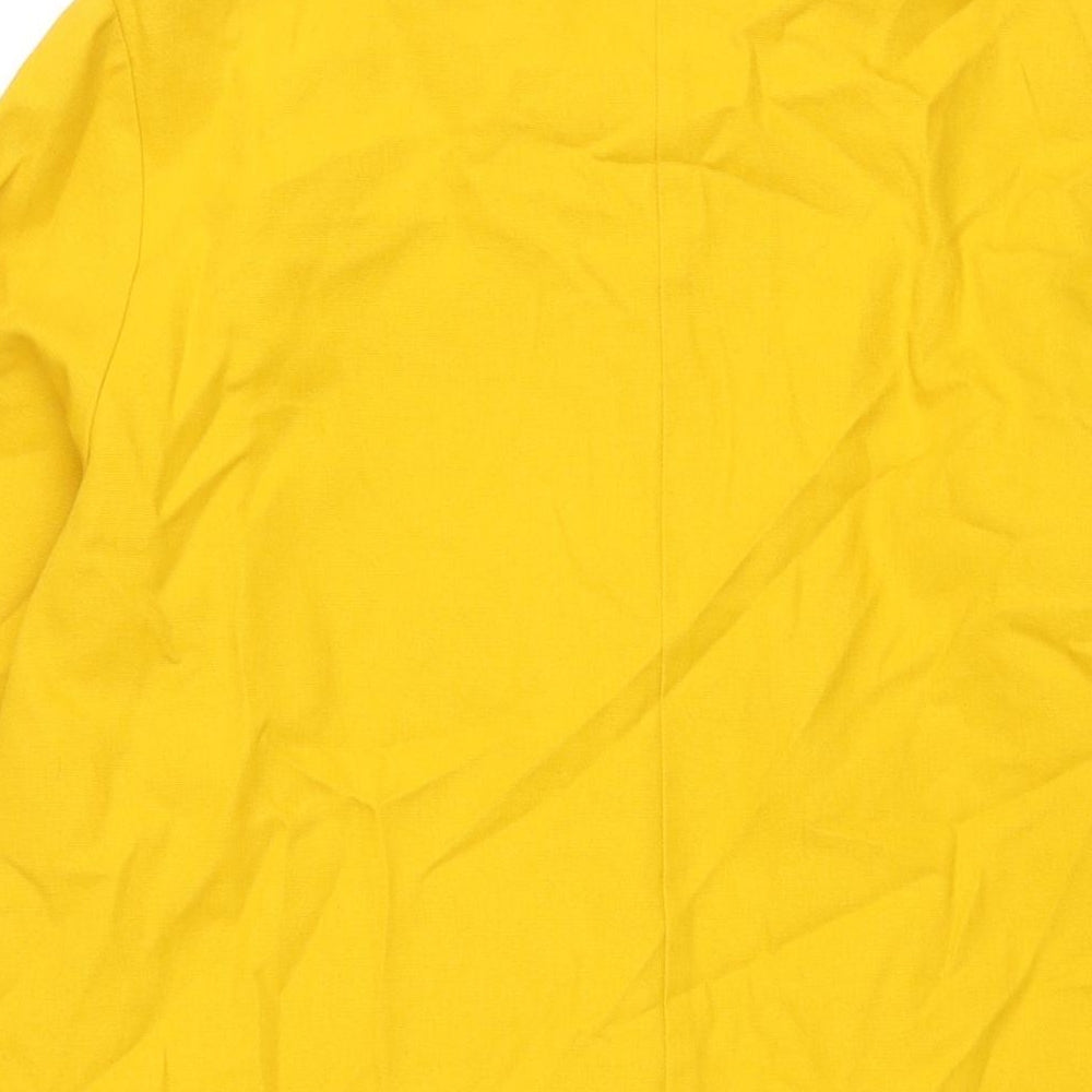 Brand and care label for COS women’s yellow jacket, size UK 8, button