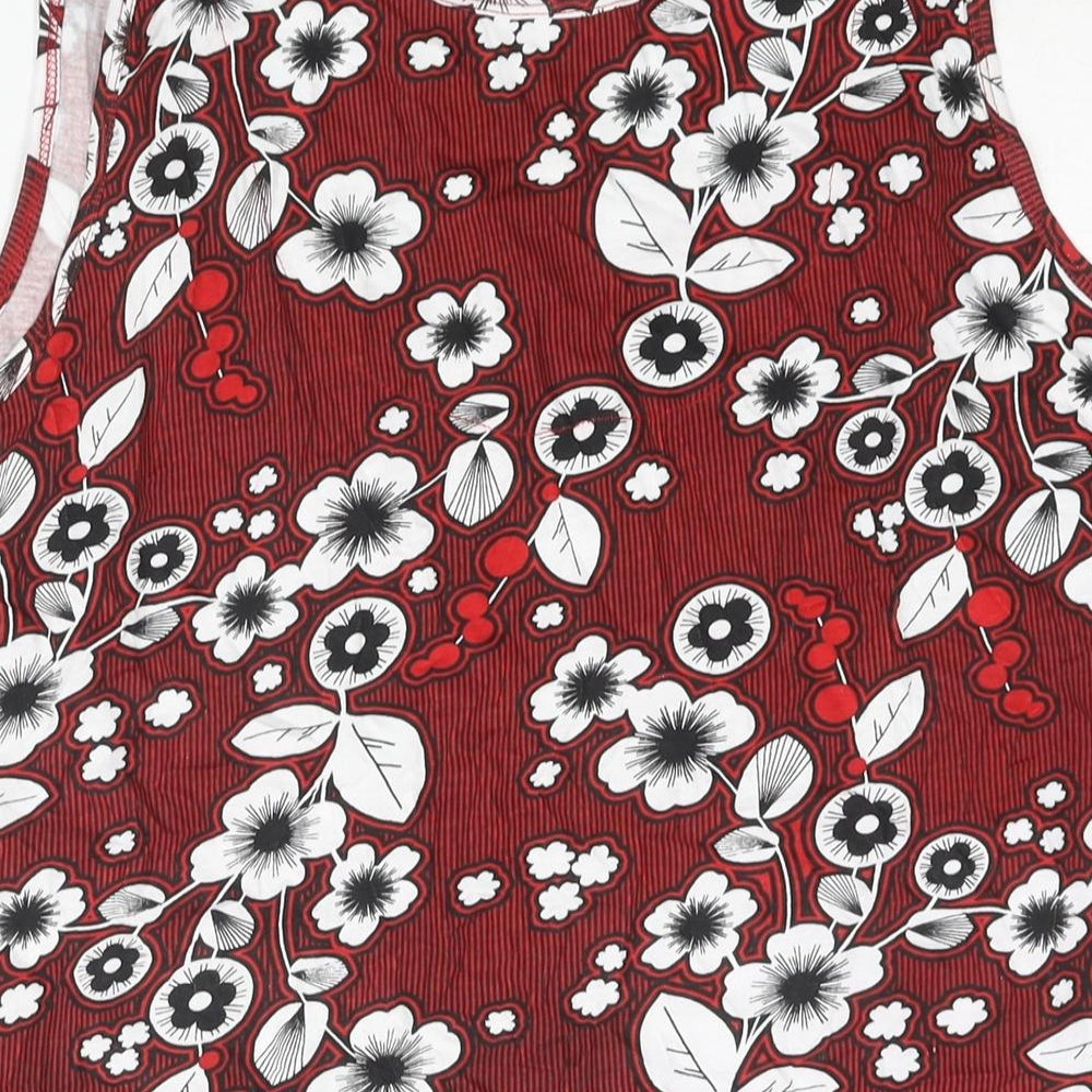 Anthology Womens Red Floral Cotton Basic Tank Size 24 Scoop Neck