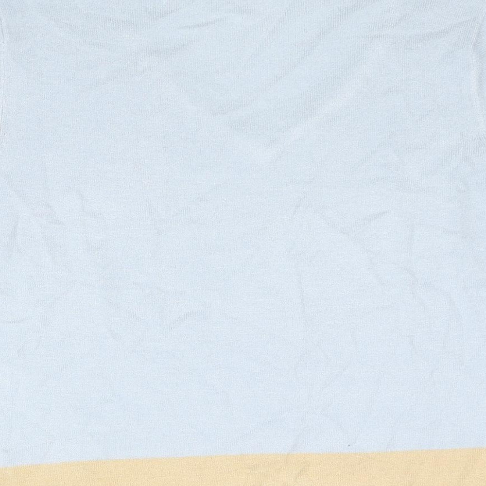 Anthology Womens Blue V-Neck Acrylic Pullover Jumper Size 14 - Colourblock