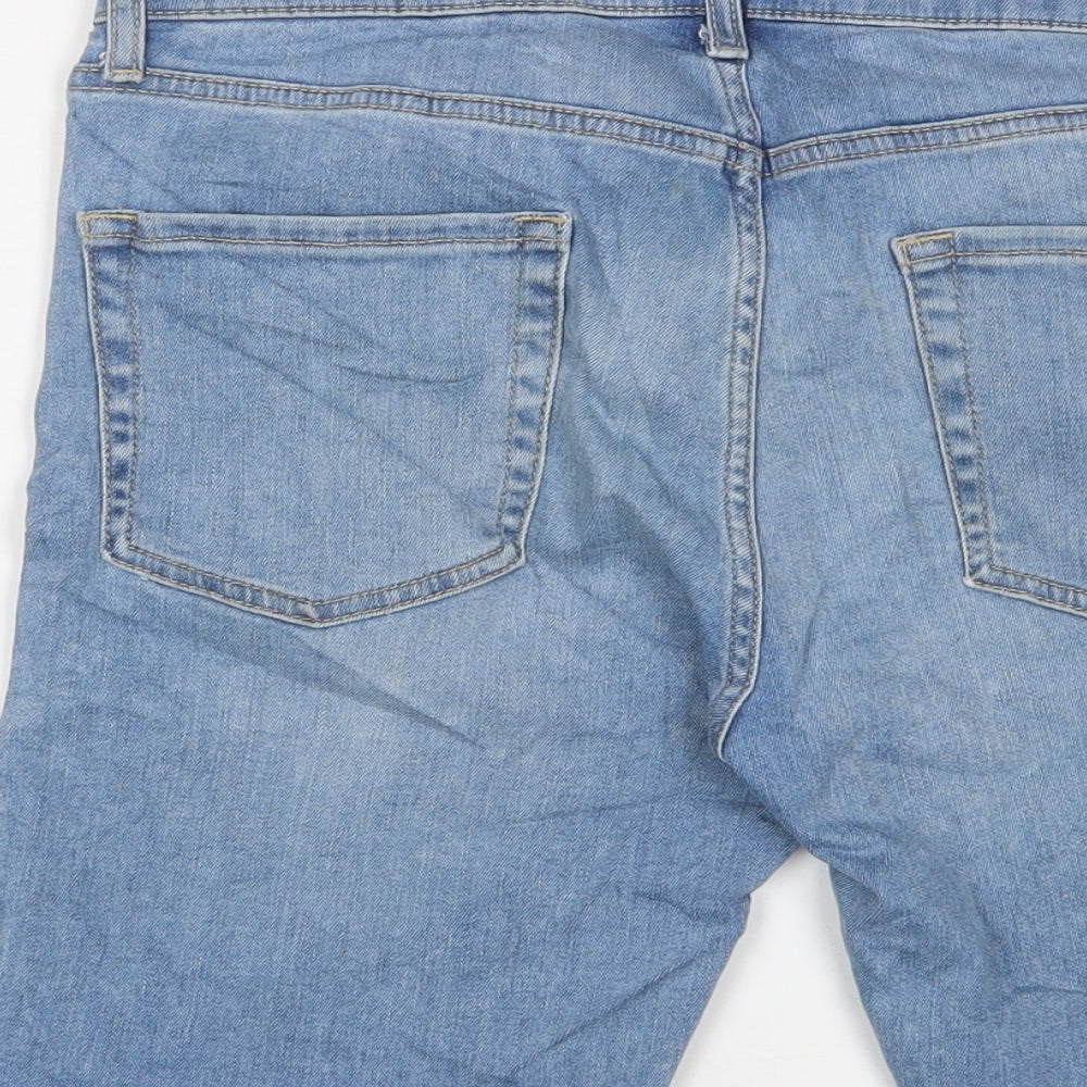 Topman Mens Blue Cotton Bermuda Shorts Size 30 in L9 in Regular Button