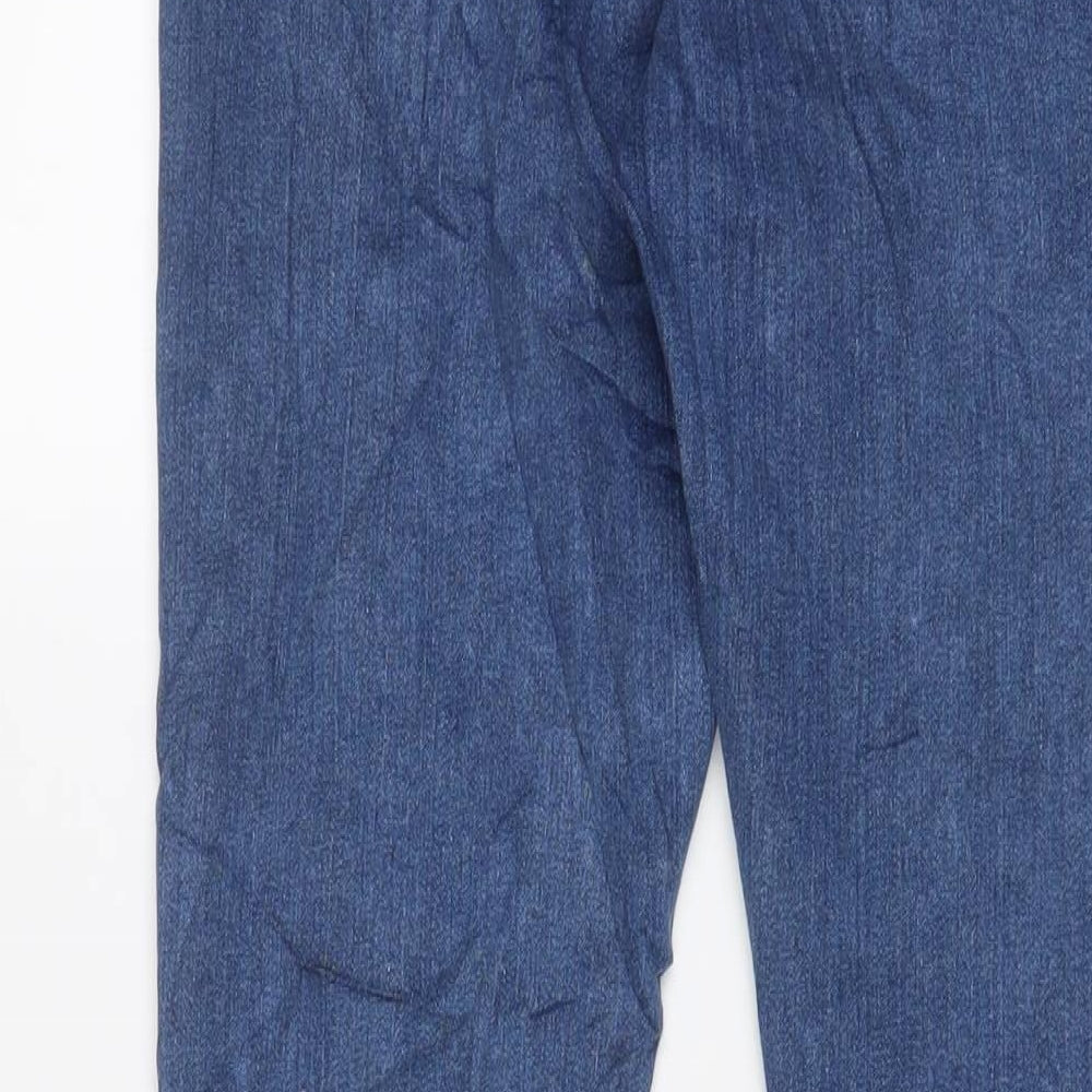 Brand and care label for ASOS women’s blue cotton skinny jeans, size UK 30, in, 32-inch leg regular zip
