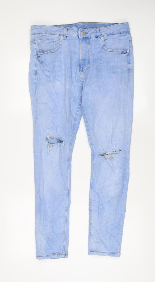 Additional front view of Denim & Co. women’s blue cotton skinny jeans, size UK 36, in, 30-inch leg regular zip