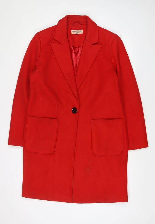 Womens UK Size 12 Miss Selfridge Red Overcoat
