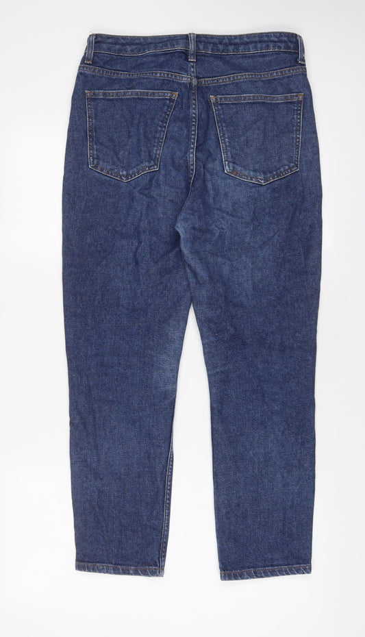 Topshop Womens Blue Cotton Straight Jeans Size 30 in L30 in Regular Zip