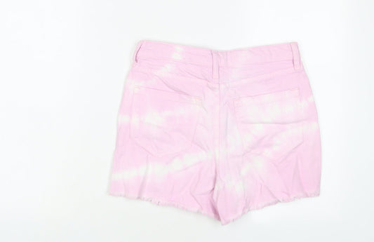 River Island Womens Pink Geometric Cotton Basic Shorts Size 8 L3 in Regular Zip