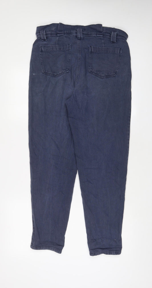 Per Una Womens Blue Cotton Tapered Jeans Size 12 L30 in Regular Zip