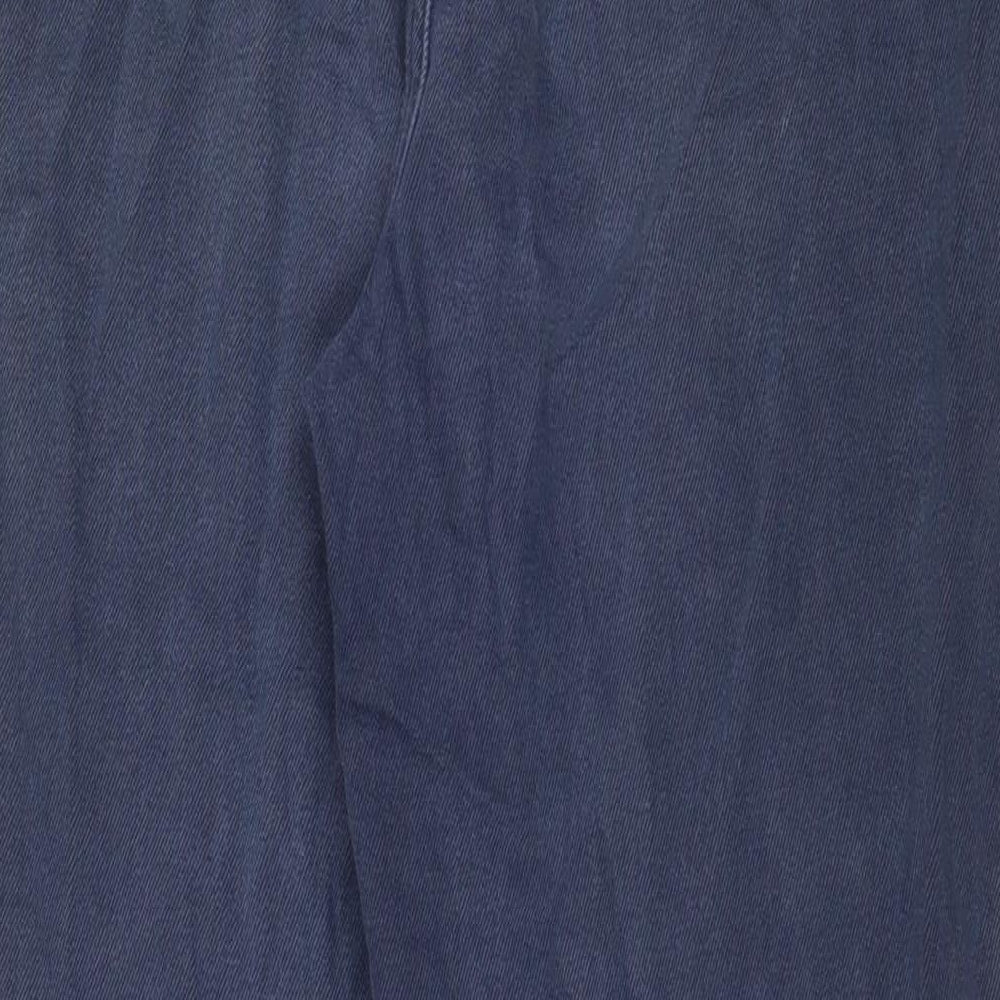 Per Una Womens Blue Cotton Tapered Jeans Size 12 L30 in Regular Zip