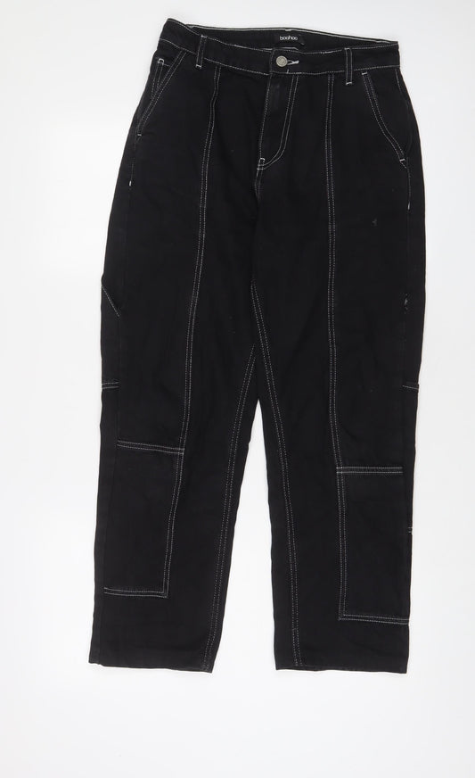 Womens UK Size 8 Boohoo Regular Fit Straight Black Jeans