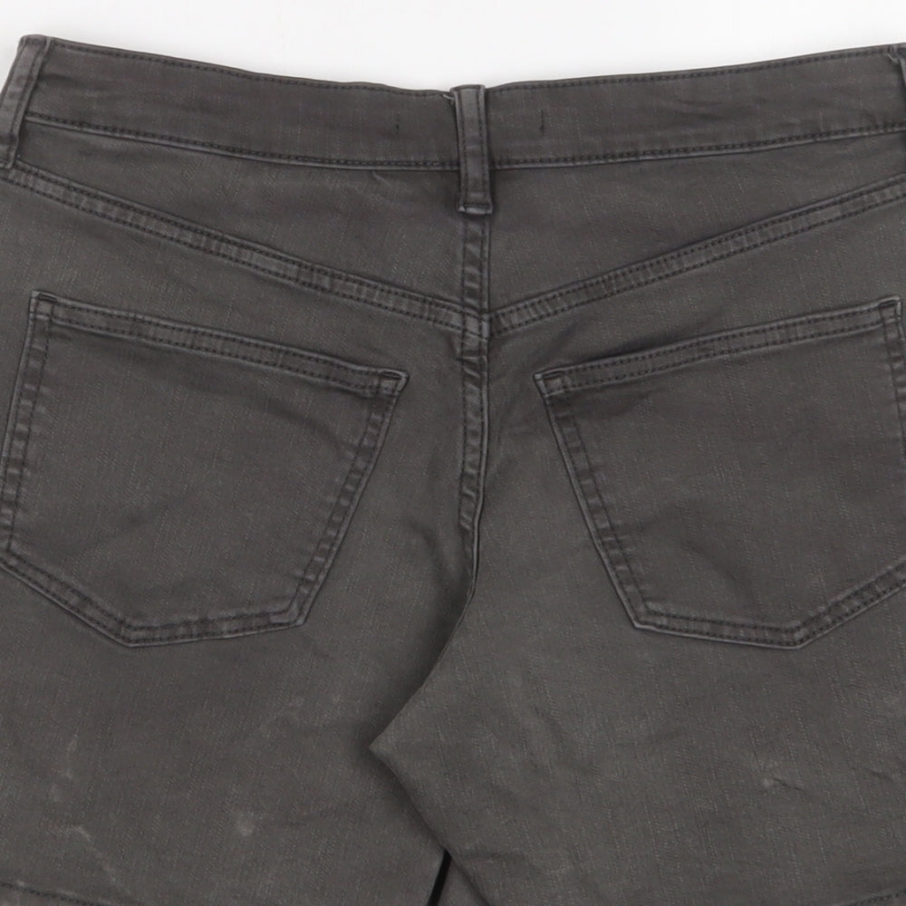 Uniqlo Womens Grey Cotton Basic Shorts Size 24 in L7 in Regular Zip