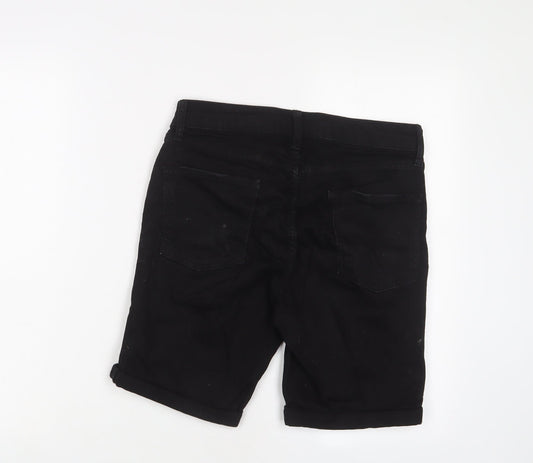 Topman Mens Black Cotton Bermuda Shorts Size 30 in L8 in Regular Button