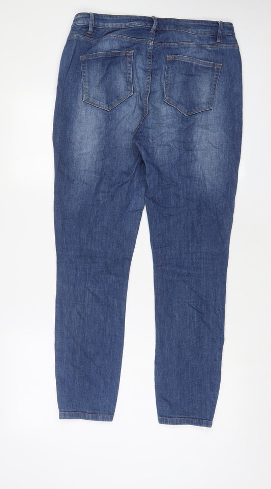 NEXT Womens Blue Cotton Tapered Jeans Size 14 L30 in Regular Zip - Ankle zip