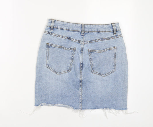 Cotton On Womens Blue Cotton A-Line Skirt Size 10 Zip