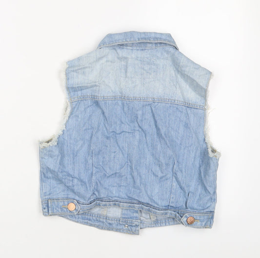 Denim & Co. Womens Blue Gilet Jacket Size 14 Button