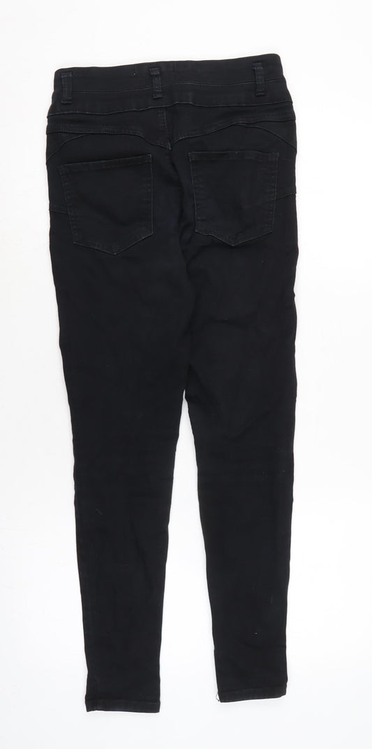 New Look Womens Black Cotton Blend Tapered Jeans Size 10 L28 in Regular Zip