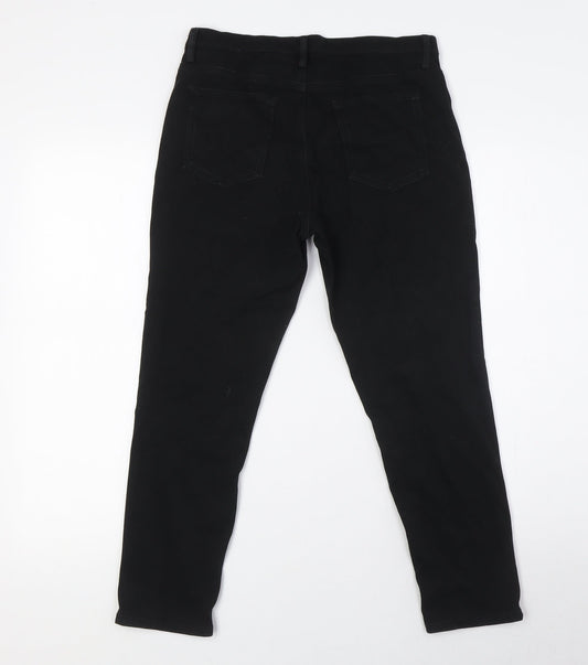 Uniqlo Womens Black Cotton Cropped Jeans Size L L24 in Regular