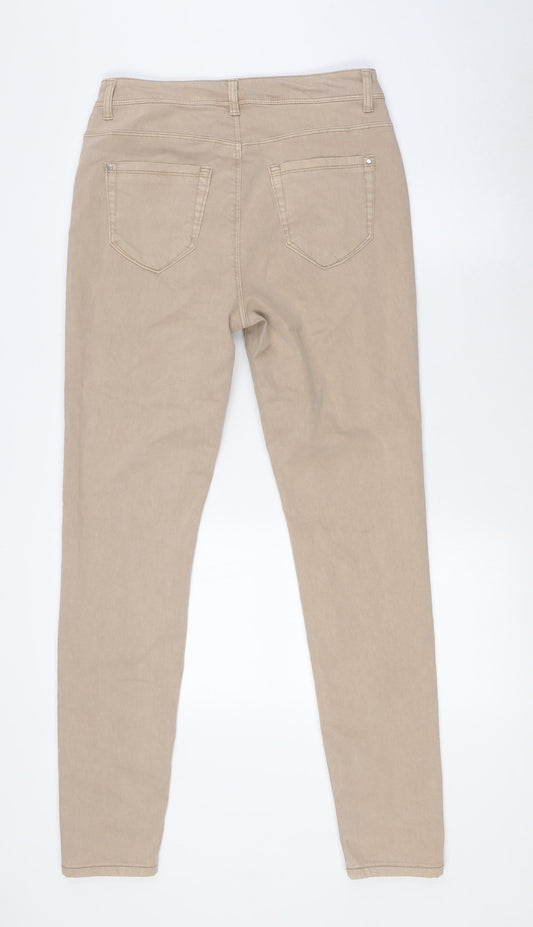 C&A Womens Beige Cotton Straight Jeans Size 10 L30 in Regular Button