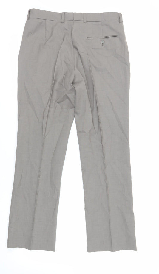 Mens UK Size 34 in Burton Regular Fit Dress Pants Grey Trousers