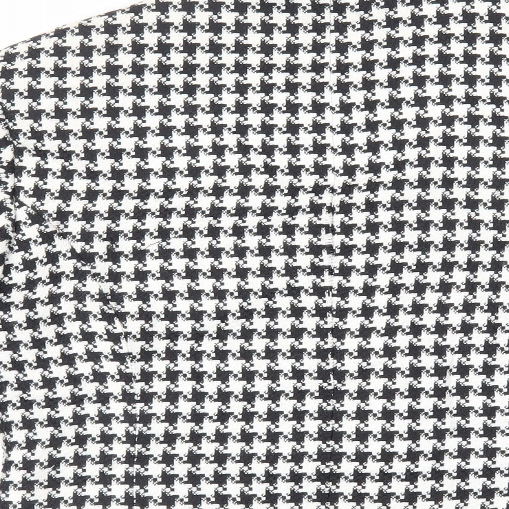 Classic Woman Womens Black Geometric Jacket Blazer Size 12 Button