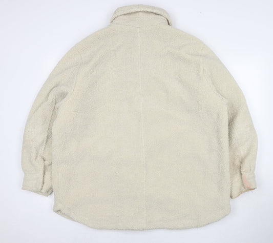 H&M Womens Ivory Overcoat Coat Size L Snap