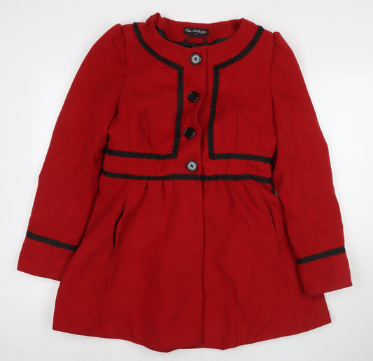 Womens UK Size 12 Miss Selfridge Red Overcoat