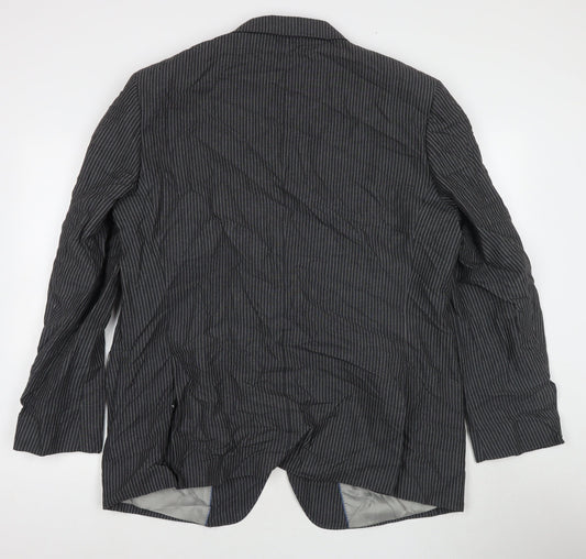 Autograph Mens Grey Striped Wool Jacket Suit Jacket Size 46 Regular