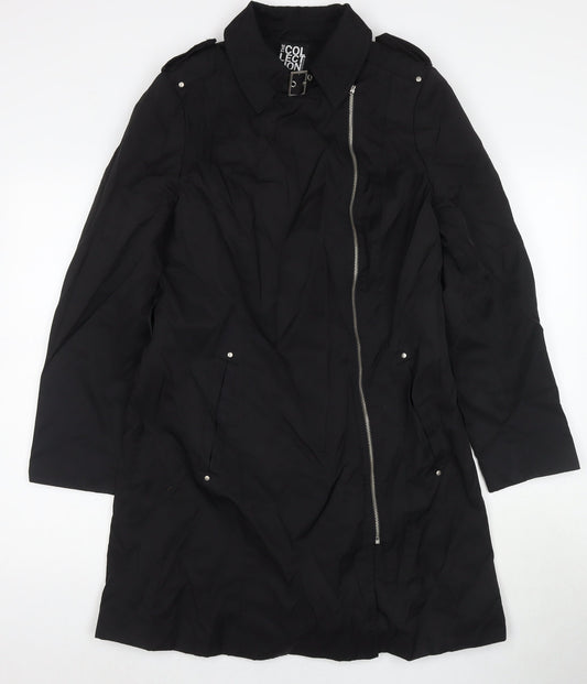 Debenhams Womens Black Trench Coat Coat Size 14 Zip