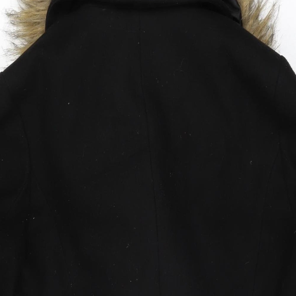 Womens UK Size 8 New Look Black Overcoat Coat