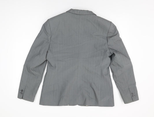 NEXT Womens Grey Striped Polyester Jacket Suit Jacket Size 14