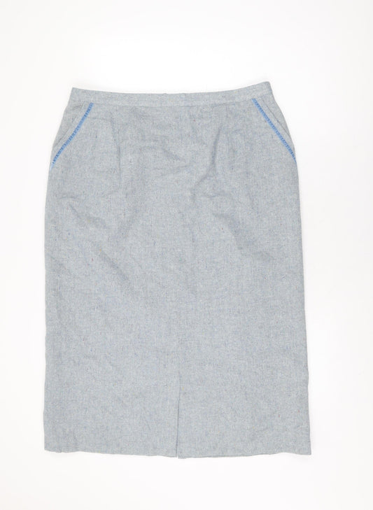 Daxon Womens Blue Wool Straight & Pencil Skirt Size 22 Zip
