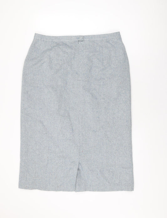 Daxon Womens Blue Wool Straight & Pencil Skirt Size 22 Zip