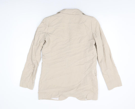 H&M Womens Beige Jacket Blazer Size 6 Button