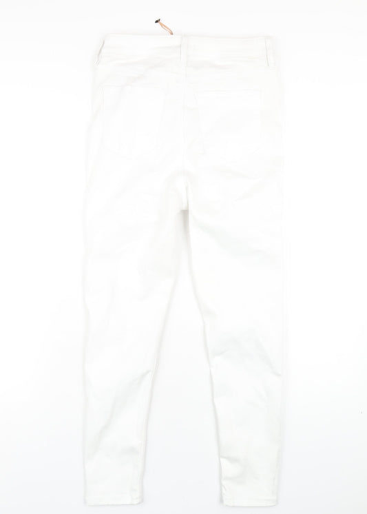F&F Womens White Cotton Skinny Jeans Size 10 L26 in Regular Zip