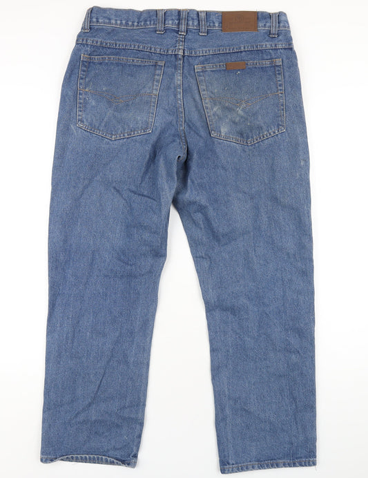 Hutson Harbour Mens Blue Cotton Straight Jeans Size 34 in L30 in Regular Zip