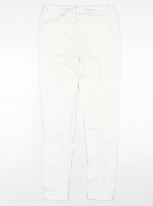 NEXT Womens White Cotton Skinny Jeans Size 8 L29 in Regular Zip