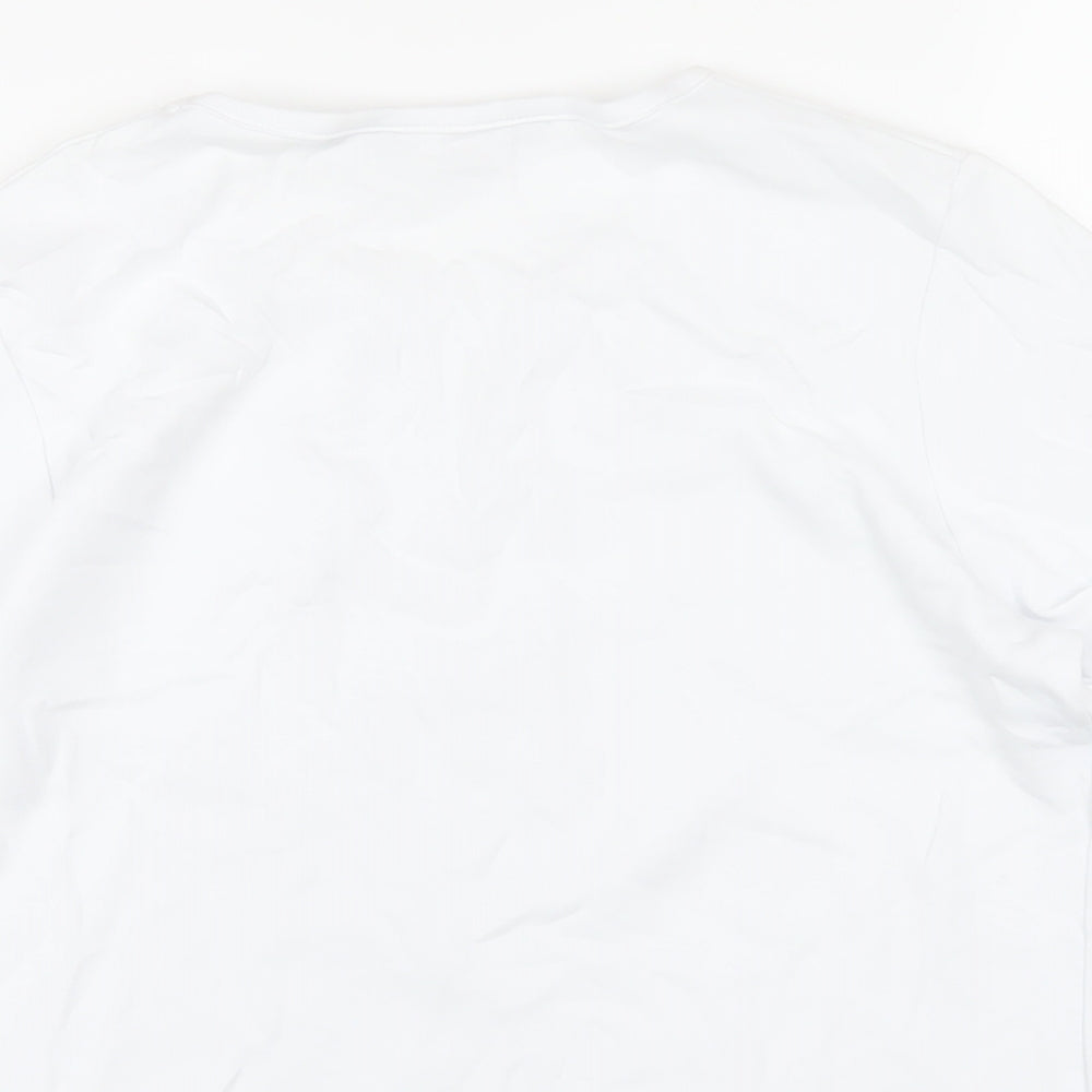 EWM Womens White Cotton Basic T-Shirt Size 10 Round Neck