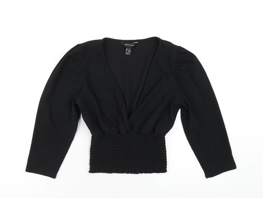 Womens UK Size 8 New Look Black Cropped T-Shirt