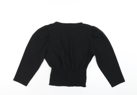 Womens UK Size 8 New Look Black Cropped T-Shirt