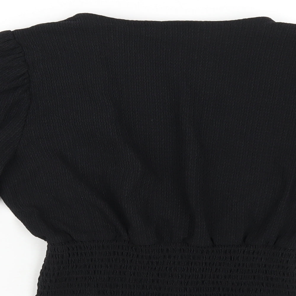 Womens UK Size 8 New Look Black Cropped T-Shirt
