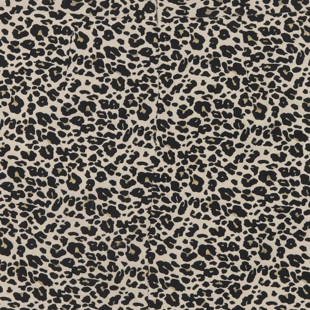 LOFT Womens Beige Animal Print Polyester A-Line Skirt Size 6 Zip - Leopard Print