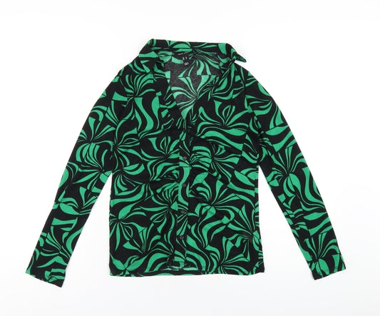 Womens UK Size 8 New Look Green Basic Button-Up