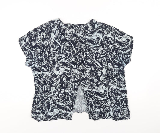 Noisy may Womens Blue Geometric Viscose Basic T-Shirt Size L Round Neck