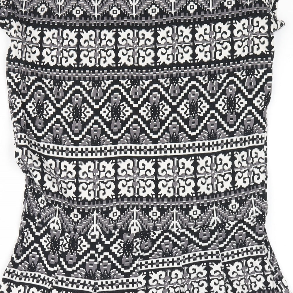 Dorothy Perkins Womens Black Geometric Cotton A-Line Size 10 Round Neck Pullover